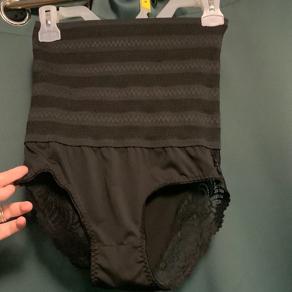 Corset high waisted underwear with lace (black)